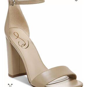 Sam Edelman Yaro Ankle Strap Dress Sandal Heel Classic Nude Leather Womens US 10